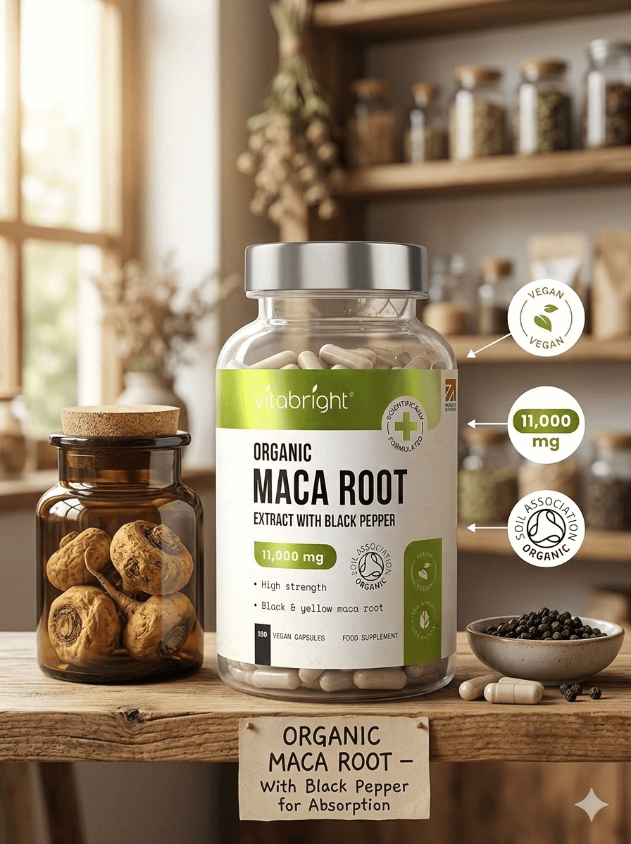 Black Maca Root Capsules | Super Strength & Organic Maca Powder in Veggie Capsules