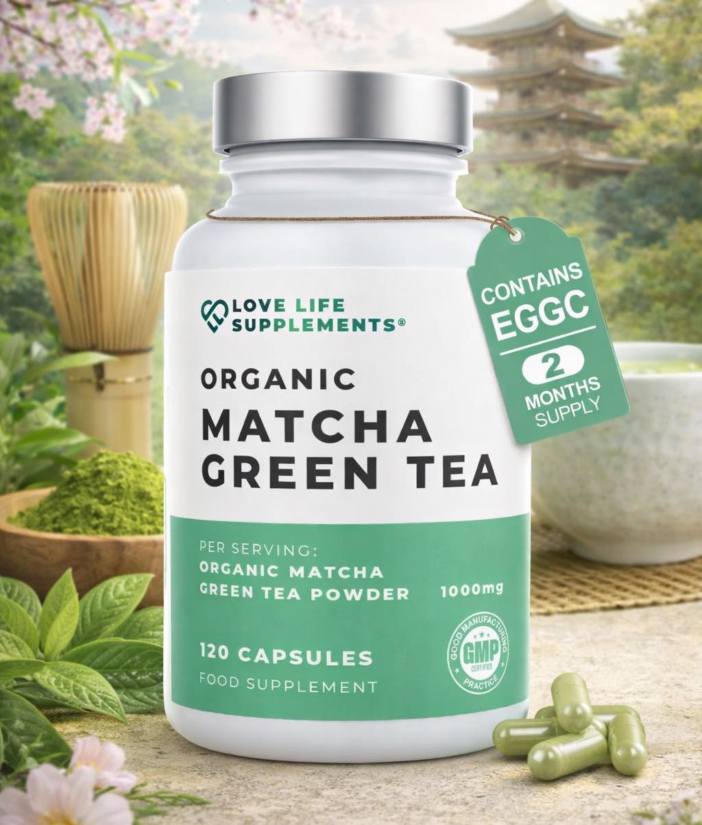 Organic Matcha Green Tea Capsules, 2 Month Supply - 120 Capsules, 1000mg with 50mg ECGC per Serving , Pure Matcha Powder